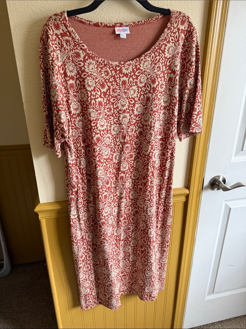 LuLaRoe Midi Dress in Rust and Cream Floral Print